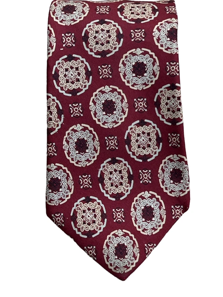 Corbata vintage Berkley Cravats para Battelstein’s Houston roja tostada geométrica Foto 4 de 4