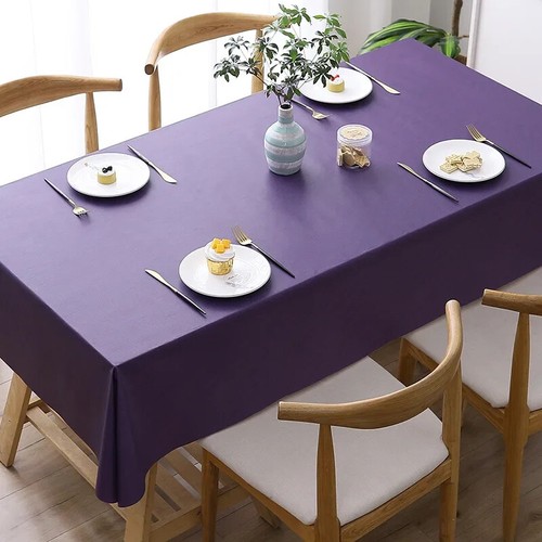 Solid Color Print Tablecloth for Table Decor Waterproof Anti-stain Table Cover - Picture 9 of 32