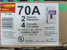 Square D HOM24L70S, 70A, 240V, 1PH 3W, 2/4 CKT, Load center- E1179-NEW-B