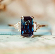 Blue Teal Sapphire Ring 925 Silver Ring Wedding Anniversary Gift For Her