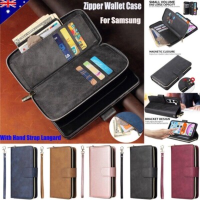 For Samsung Galaxy S24 S23 FE S22 Ultra Zip Wallet Case Leather Slim Hard Cover