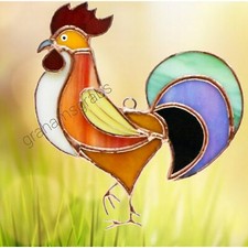 STAINED GLASS ROOSTER SUNCATCHER SUN CATCHER COUNTRY DECOR GE351 NEW