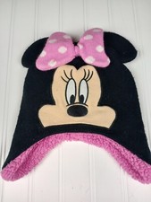 Disney Minnie Mouse Toboggan Winter Hat Beanie Black And Pink Fast Shipping