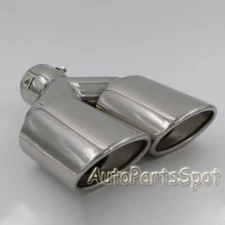 For 2.5" 4"x3" Outlet 10"OL Stainles Steel Clamp on Dual Round Angle Exhaust Tip