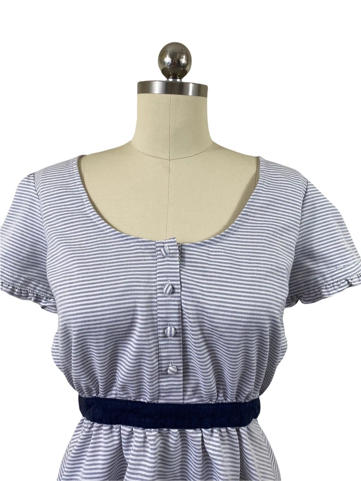 Lucca Couture Urban Outfitters 连衣裙 6 蓝色白色条纹短袖... — 第 3/4 张图片