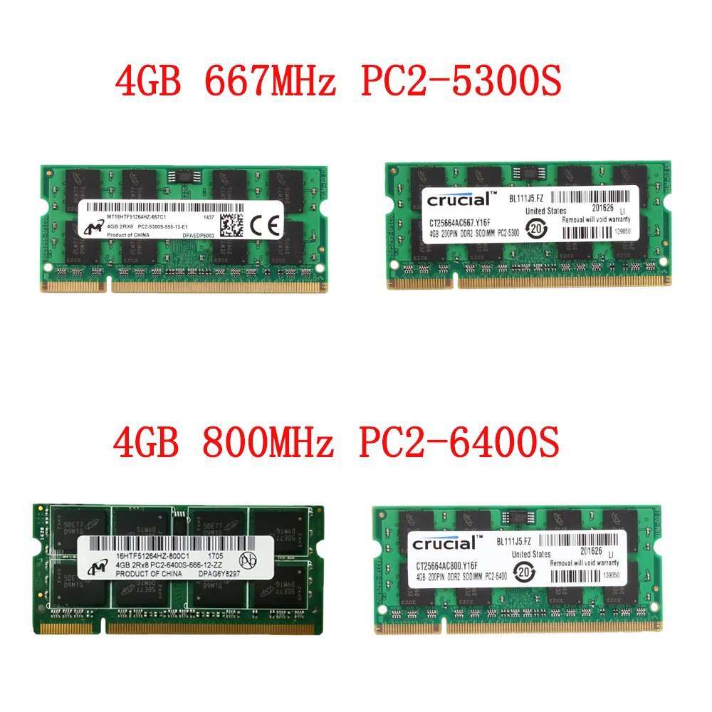 16GB 8GB 4GB 2GB DDR2 667 800MHz SODIMM Laptop RAM For
