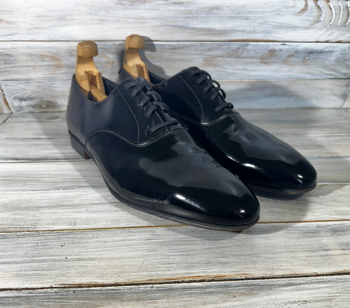 ⭐️極美品⭐️Crockett & Jones cheamドレスシューズ 7.5 Crockett & Jones Cheam Black Patent Leather Oxford Made In England