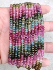 A Nature Multi Tourmaline Smooth Rondelle Gemstone Beads Strand 12'' Jewelry