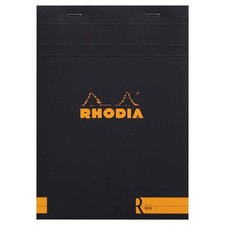 Rhodia "R" Premium Stapled Notepad - Lined 70 sheets - 6 x 8 1/4 - Black cover