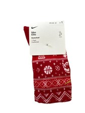 NWT Nike Elite Youth 10c-3Y Basketball Christmas Holiday Red/White Crew Socks
