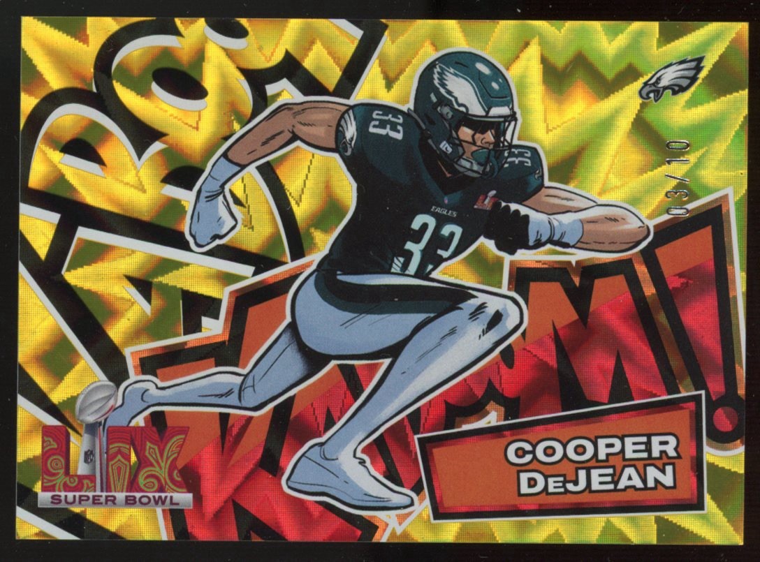 2025 Panini Absolute Kaboom Gold Super Bowl Cooper DeJean 3 /10 Eagles SSP