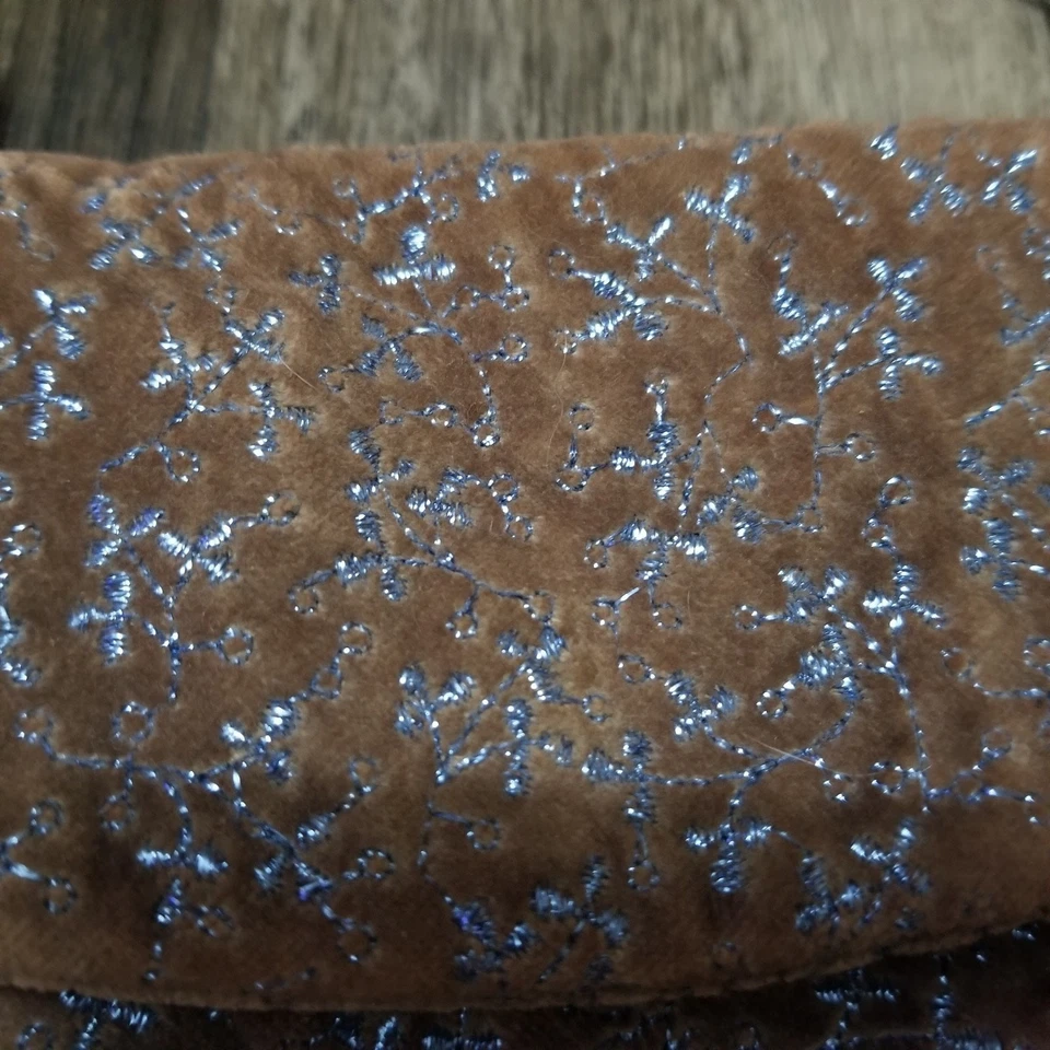 Vintage Y2k GAP Handbag Brown Velvet Metallic Pearl/Metal Handle - Image 4 of 4