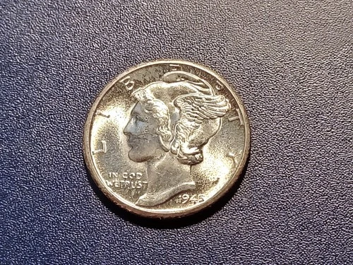 Gem BU FSB 1945-D Mercury Dime