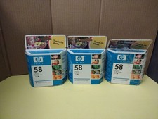 HP 58 Photo Color Inkjet Print Cartridge Lot Of 3 - Genuine OEM - New Exp