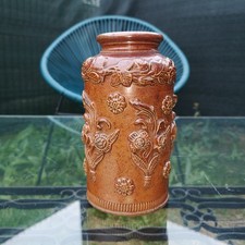 Rare Ancien Pot à Tabac en Grès de Beauvaisis Motifs Floraux en Relief poterie