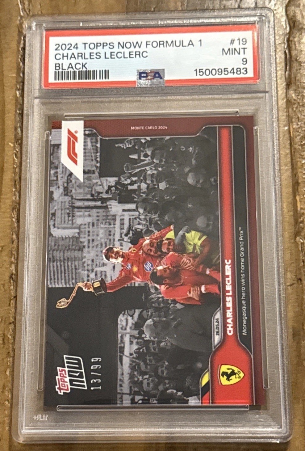 2024 Charles LeClerc Topps Now Formula 1 #19 Black #/99 PSA 9 Mint - Wins Monaco view 5