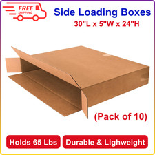 Tape Logic Side Loading Boxes, 30" x 5" x 24", Kraft Pack of 10 , Cardboard