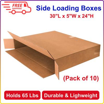 Tape Logic Side Loading Boxes, 30'' x 5'' x 24'', Kraft (Pack of 10), Cardboard