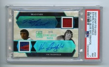 2017 LEAF ITG USED DUAL AUTO JERSEY BLUE /3 BRAD PARK VIC HADFIELD PSA 7