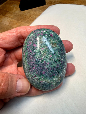 Ruby Fuchsite & Kyanite Crystal Gemstone Artisan Hand Carved Palm Stone 004