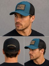 Hold Fast USA Flag Trucker Hat Blue/Black Mes...