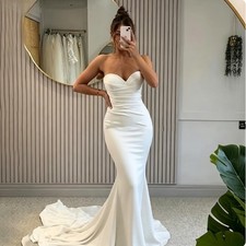 Off The Shoulder Mermaid Wedding Dresses Ruched Satin Fit and Flare Bridal Gowns