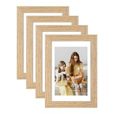 4x6 Picture Frame Set of 4, Displays 3.5x5 with Mat or 4x6 Without Mat, Photo...