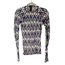 J. Crew Womens Rash Guard Long Sleeve Top White  Blue Size XS
