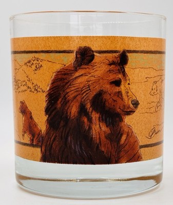 Vintage Avon Whiskey Glass Wildlife bar glasses Tom O'Brien Bear Tumbler