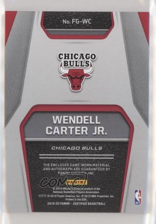 2019-20 Certified Fabric of the Game Camo /25 Wendell Carter Jr #FG-WC Auto - Image 2 of 2