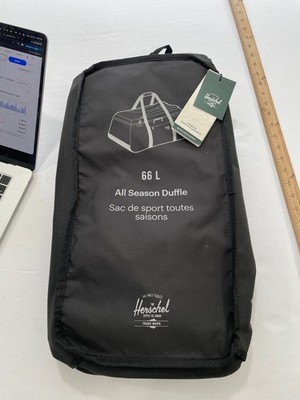 NWT Herschel All Season Duffle $180 66L black polyester EVA padded handle