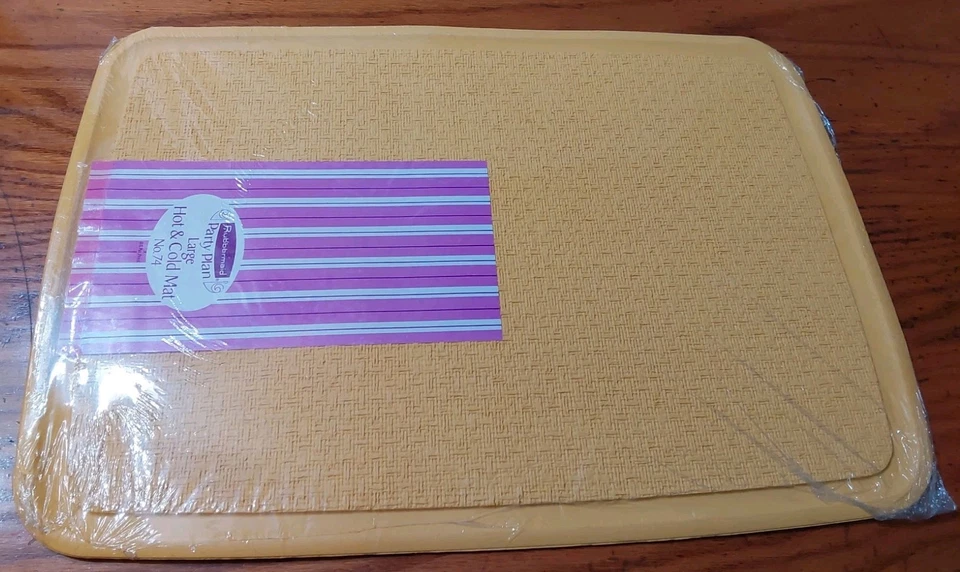 Alfombra Rubbermaid Party Plan Hot Cold grande estado amarillo vintage 18,75x14 Foto 4 de 4