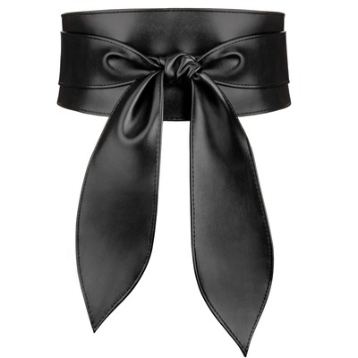 Wide Leather Belts for Women Fashion Black Wrap Obi Belt for Dresses | eBay