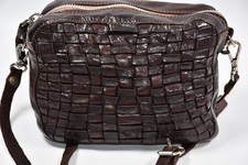 Borsa Campomaggi Italia tessuto pelle marrone borsetta tracolla donna