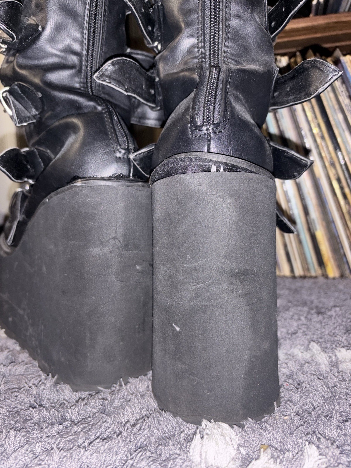 DEMONIA SWING-815 Wedge Platform Goth Buckle Blac… - image 8