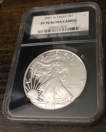 2007-W American Silver Eagle Coin Ultra Cameo PF70 NGC