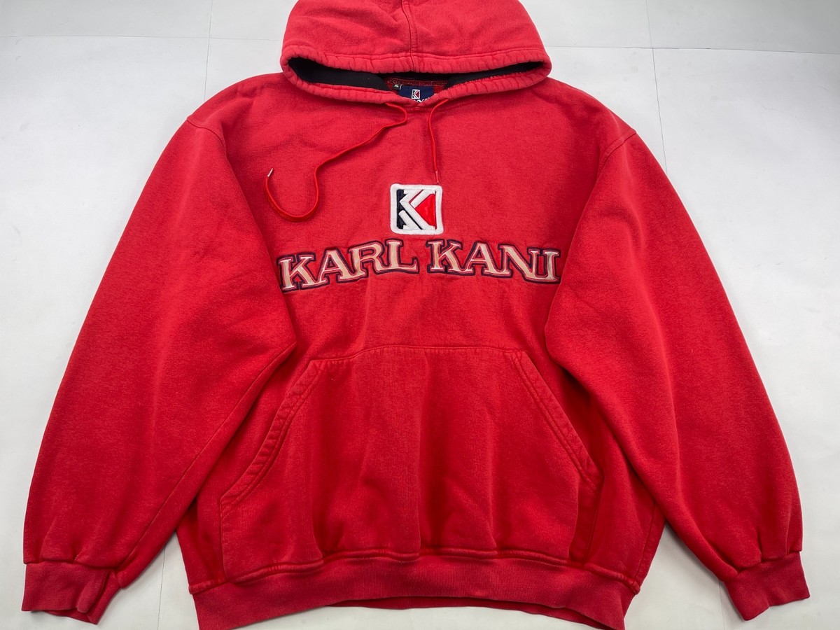 KARL KANI hoodie, red, vintage hip-hop sweatshirt, 90s hip hop