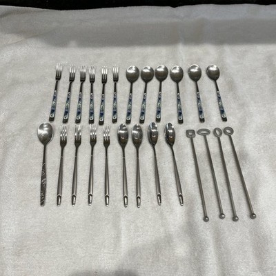 Vtg Lot 25 Appetizer forks spoons Sunshine SME VIP GOLD Silverware Flatware (LS)