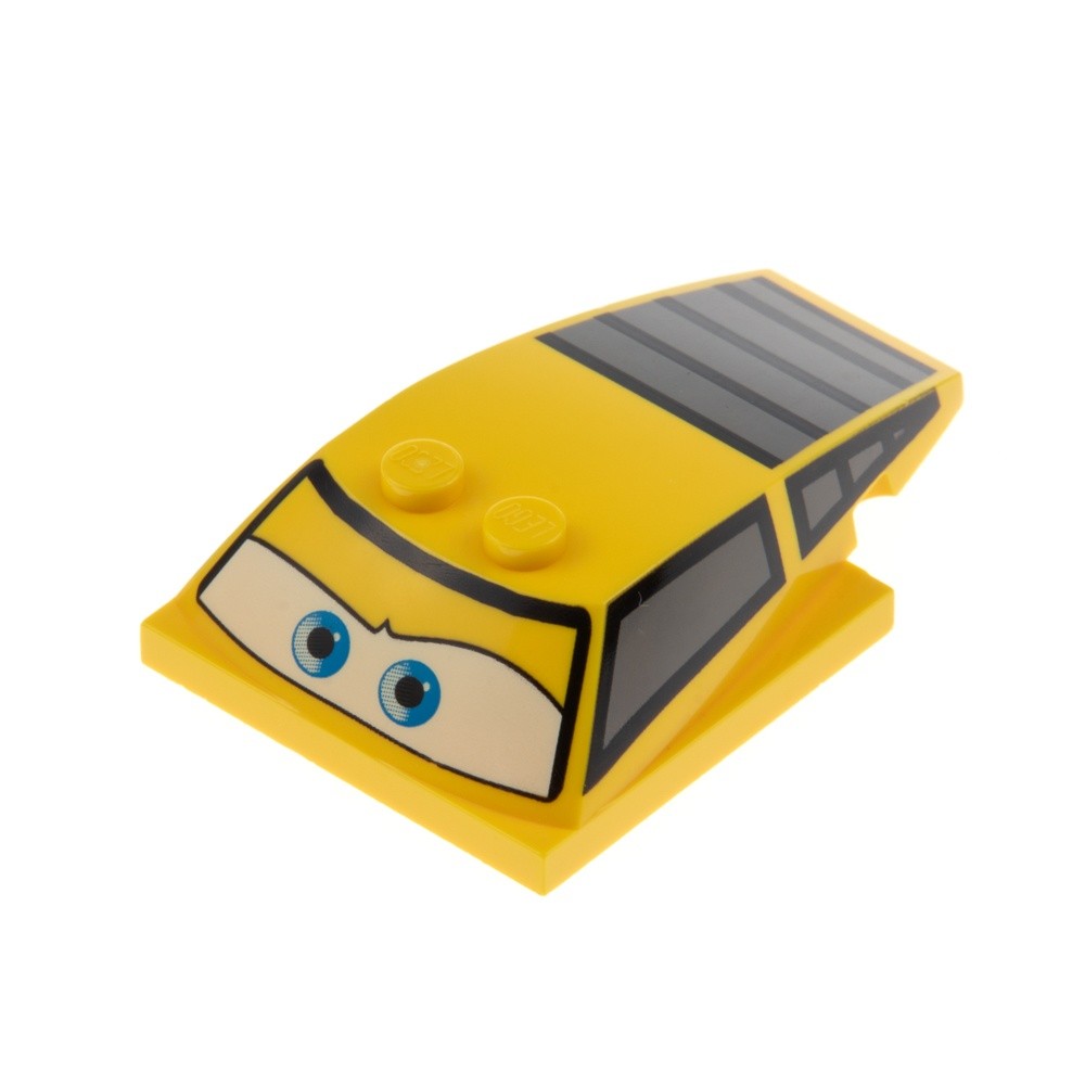 1x Lego Roof Tile 6x4x1 Yellow Jeff Gorvette Eyes Blue Cars CRS094 93591pb08