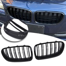 For BMW F10 F11 5 Series 10-16 Kidney Grille Grill Bumper Gloss Black Twin Slats