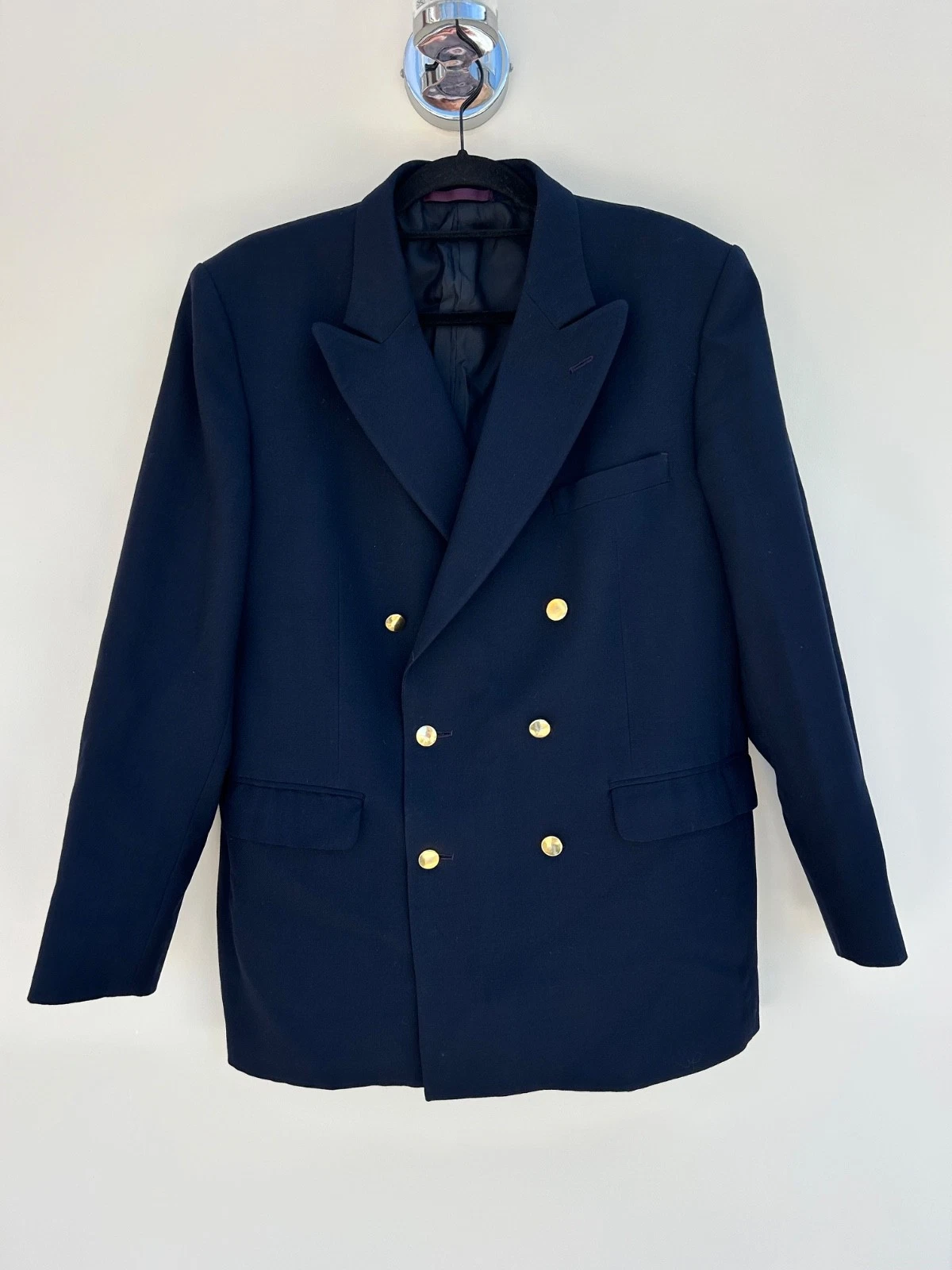 Vintage Mens DUNN & CO Wool Double Breasted Blazer Jacket UK 42 Navy Gold Button
Opens in a new wind