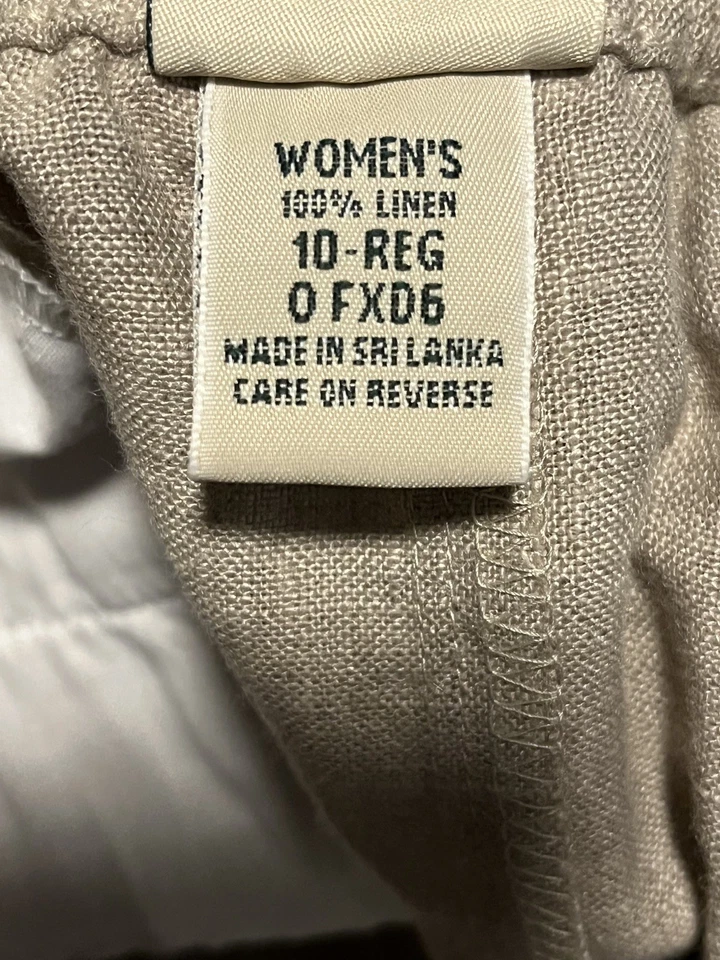 De colección L.L. Falda midi Bean 100 % lino talla 10 calce clásico caqui informal Lagenlook Foto 4 de 4
