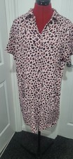 Oliver Bonas Pink Animal Prin Short Shirt Dress With Pockets 12, Excellent Cond