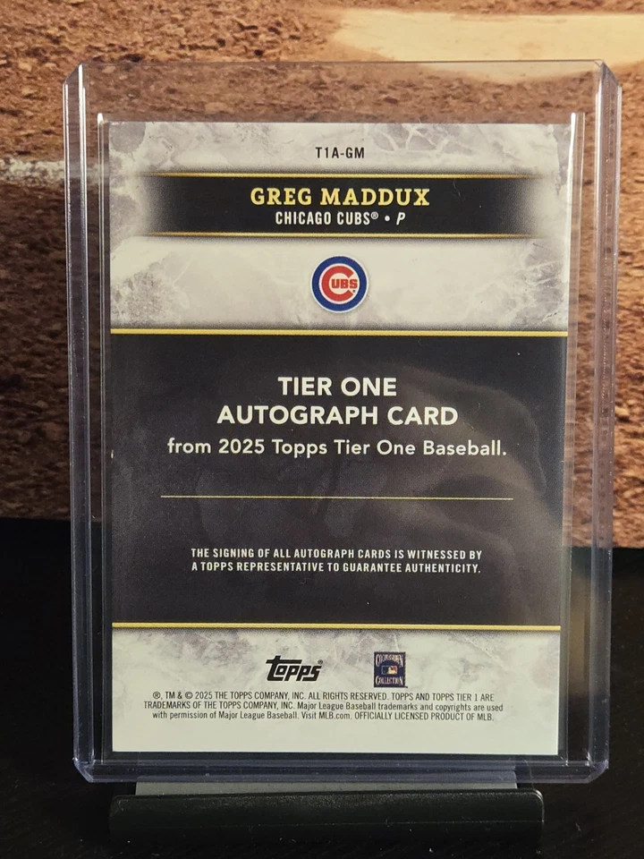 2025 Topps Tier One Baseball #T1A-GM  Tier One Autograph GREG MADDUX  23/25 Read - Image 2 of 4
