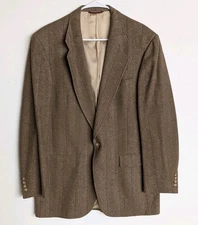 HART SCHAFFNER MARX Vtg 90s Brown Striped Tweed BLAZER SUIT COAT JACKET 42L