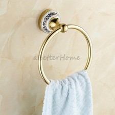 Luxury Bathroom Towel Ring Polished Brass Ceramic Base Vintage Decor Wall Mount