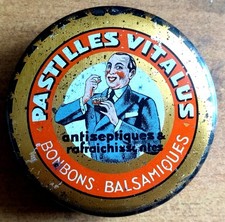 ❤️ RARE BOITE TOLE BONBONS ANTISEPTIQUE PASTILLES VITALUS PHARMACIE SANTE 
