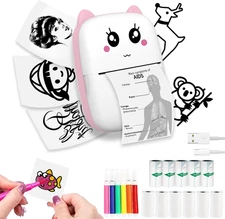 Mini Sticker Printer with 10 Rolls Paper, Thermal Printer Portable Sticker Maker
