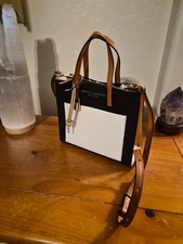 Marc Jacob’s Mini Grind Colorblock Leather Tote Bag Crossbody Smoked Almond Mult