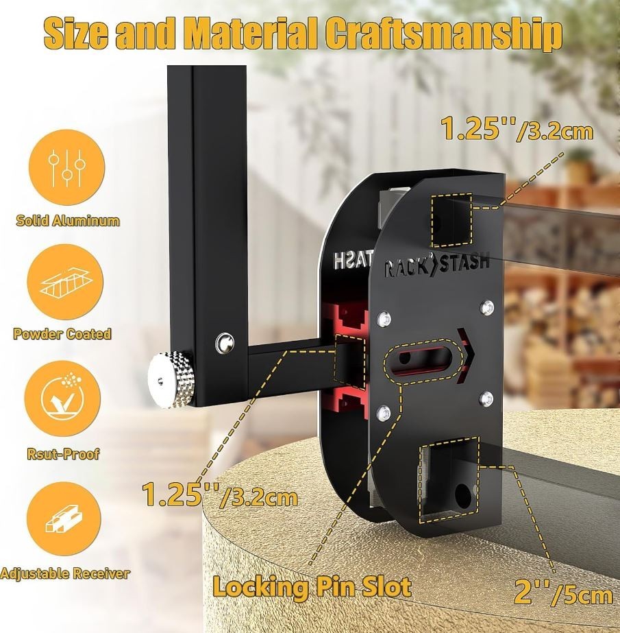 Hitch Wall Mount Bike Rack Receiver Adjustable 1.25" to 2" for Garage Trailer (O